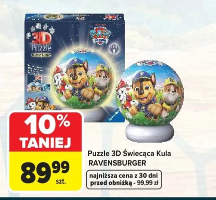 Puzzle 3D Świecąca Kula Ravensburger Psi Patrol promocja w Carrefour Market