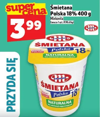 Śmietana Polska 18% promocja w TOPAZ