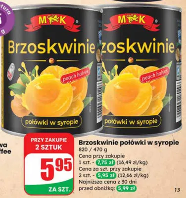 Brzoskwinie połówki w syropie promocja w Dino