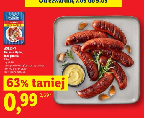 Kiełbasa śląska duża paczka Morliny promocja w Lidl