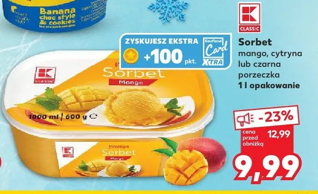 Sorbet mango, cytryna lub czarna porzeczka promocja w Kaufland