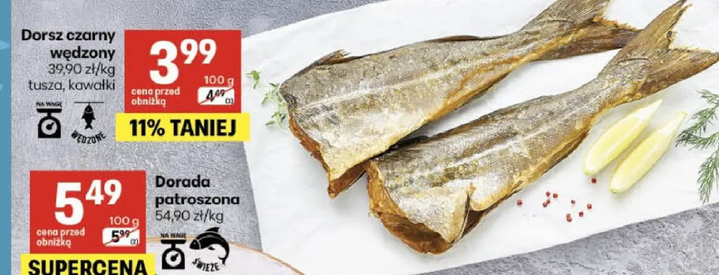 Dorsz czarny wędzony tusza promocja w Delikatesy Centrum