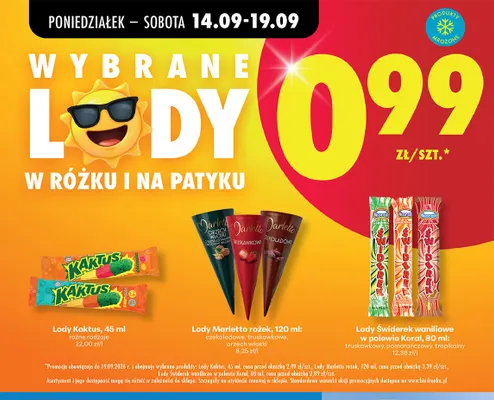 Lody Marletto rożek orzech włoski promocja w Biedronka