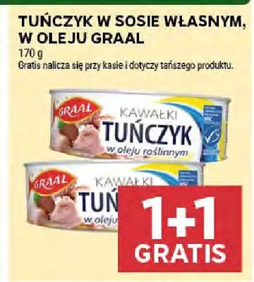 Tuńczyk GRAAL w sosie własnym, w oleju 170g promocja w Stokrotka