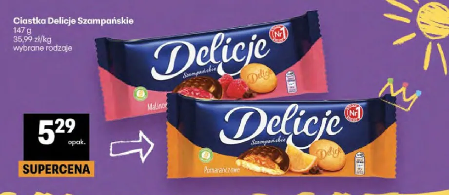 Ciastka Delicje Szampańskie malinowe promocja w Delikatesy Centrum