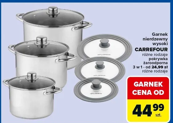 Garnek nierdzewny wysoki różne rodzaje zaroődporna 3 w 1 - od 24.99 zł różne rodzaje promocja w Carrefour Market