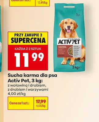 Sucha karma dla psa z drobiem i warzywami Activ Pet promocja w Biedronka