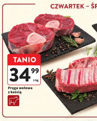 Pręga wołowa z kością promocja w Intermarche