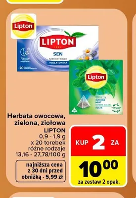 Herbata ziołowa Lipton promocja w Carrefour