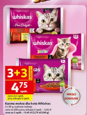 Karma mokra dla kota Whiskas Pure Delight 4-pak 85g promocja w Auchan