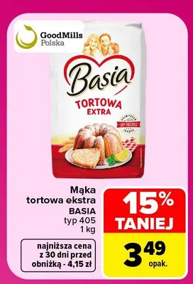 Mąka tortowa ekstra typ 405 Basia promocja w Carrefour Market