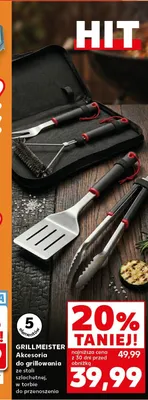 Akcesoria do grillowania GRILLMEISTER ze stali szlachetnej w torbie do przenoszenia 5 elementów promocja w Kaufland