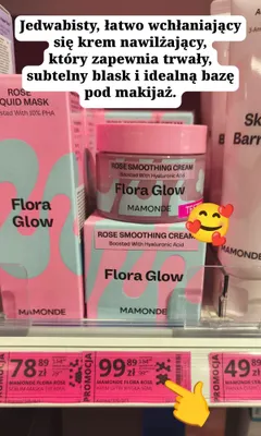 Krem do twarzy Mamonde Flora Glow Rose Smoothing Cream promocja w Hebe