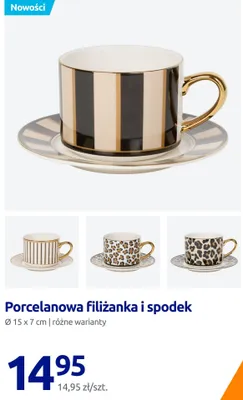 Porcelanowa filiżanka i spodek Ø15x7 cm promocja w Action
