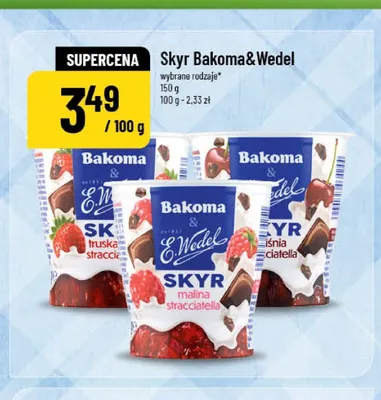 Jogurt Skyr wiśnia stracciatella Bakoma & Wedel promocja w POLOmarket