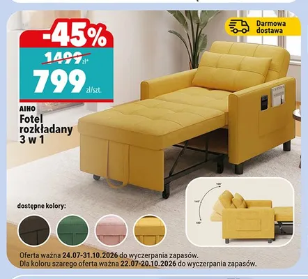 Fotel rozkładany Aiho 3 w 1 promocja w Biedronka
