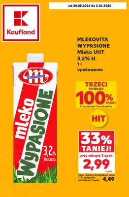 Mleko UHT MLEKOVITA WYPASIONE 3,2% tł. promocja w Kaufland