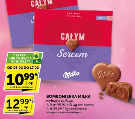 Bombonierka Milka Całym Sercem wybrane rodzaje promocja w Euro Sklep