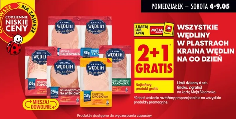 Wędliny w plastrach Kraina Wędlin Na co dzień promocja w Biedronka