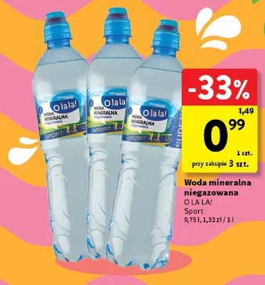 Woda mineralna niegazowana Sport O La La! promocja w Intermarche