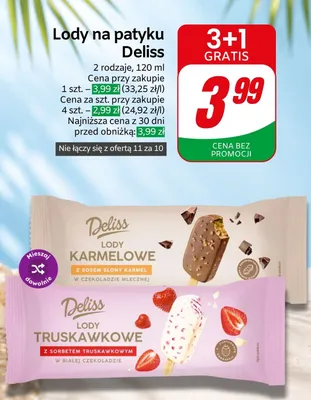 Lody na patyku Deliss truskawkowe promocja w Dino