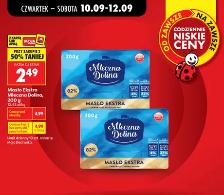 Masło Ekstra Mleczna Dolina promocja w Biedronka