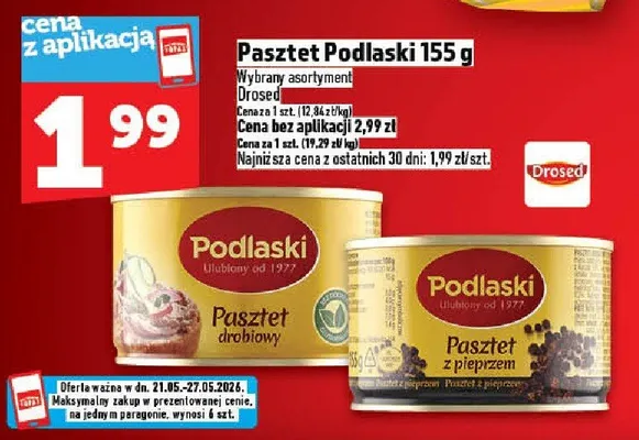 Pasztet Podlaski drobiowy Drosed promocja w TOPAZ