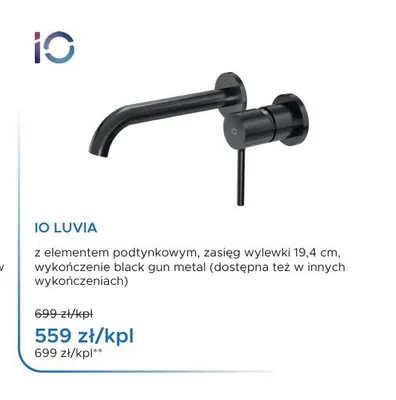 Bateria umywalkowa podtynkowa IO Luvia black gun metal promocja w Blu Salony Łazienek