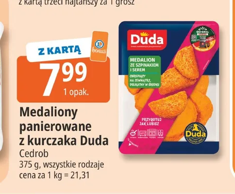 Medaliony panierowane z kurczaka Duda promocja w Leclerc