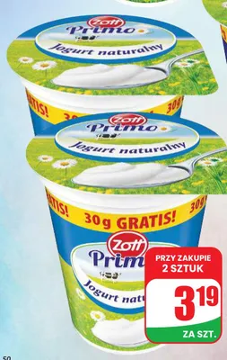 Jogurt naturalny Primo Zott promocja w Dino