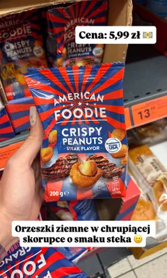 Orzeszki ziemne w chrupiącej skorupce o smaku steka American Foodie promocja w Biedronka