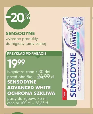 Pasta do zębów Sensodyne Advanced White ochrona szkliwa promocja w Super-Pharm