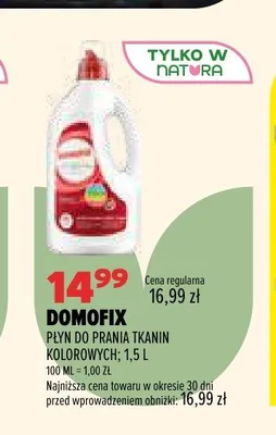 Płyn do prania tkanin kolorowych Domofix promocja w Drogerie Natura