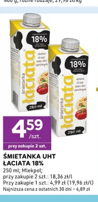 Śmietanka UHT Łaciate 18% promocja w Stokrotka