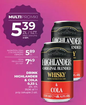 Drink Highlander & Cola promocja w Duży Ben