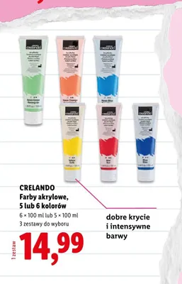 Farby akrylowe Crelando 5-pak promocja w Lidl