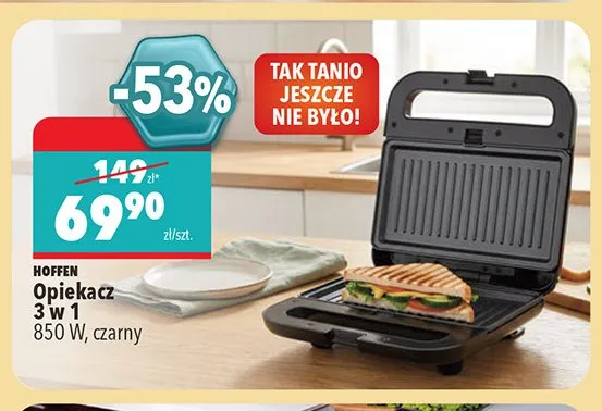 Opiekacz 3 w 1 Hoffen czarny promocja w Biedronka