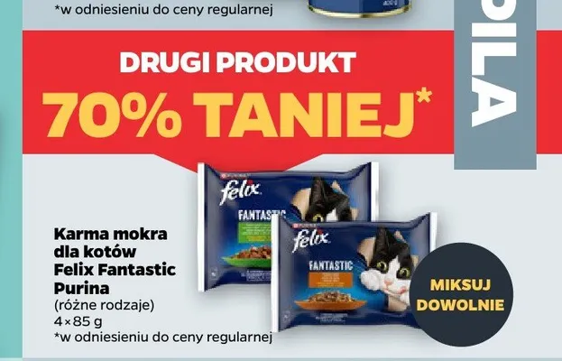 Karma mokra dla kotów Felix Fantastic Purina 4-pak 85g promocja w Netto