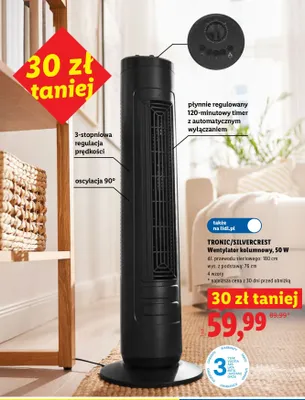 Wentylator kolumnowy Tronic/Silvercrest 50W promocja w Lidl