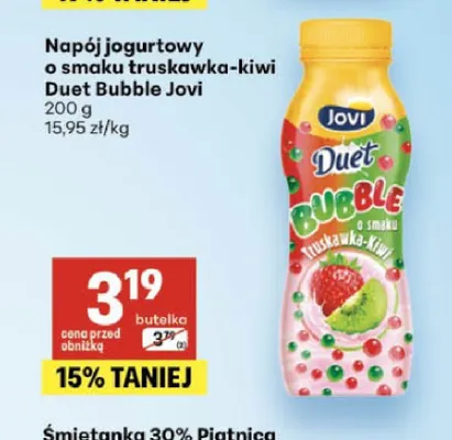 Napój jogurtowy o smaku truskawka-kiwi Jovi Duet Bubble promocja w Delikatesy Centrum
