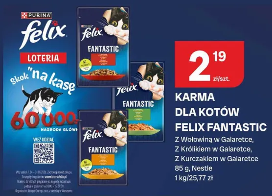 Karma dla kotów Felix Fantastic z Królikiem w Galaretce promocja w Chorten