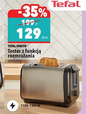Toster z funkcją rozmrażania srebrny promocja w Biedronka