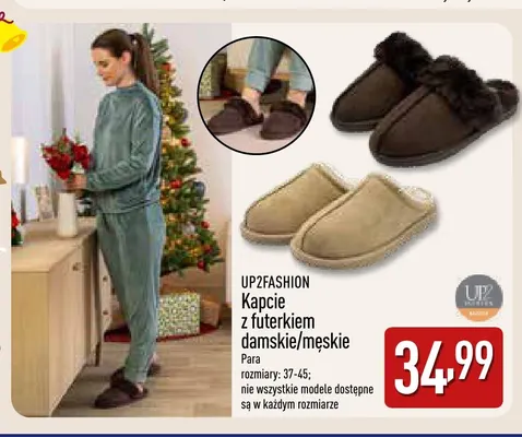 Kapcie z futerkiem damskie/męskie UP2FASHION promocja w Aldi