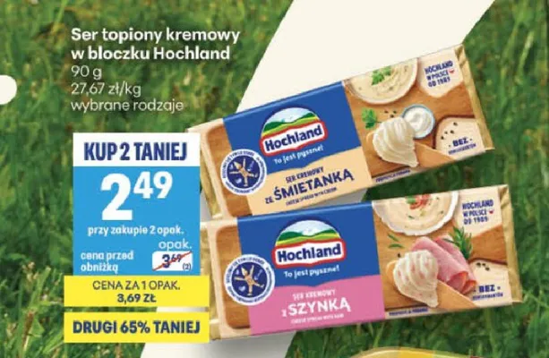 Ser topiony kremowy w bloczku Hochland z szynką promocja w Delikatesy Centrum