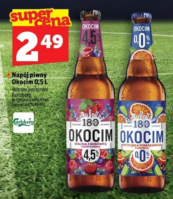 Napój piwny Okocim Malina z borówką amerykańską promocja w TOPAZ