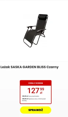 Leżak SASKA GARDEN BLISS Czarny promocja w Media Expert