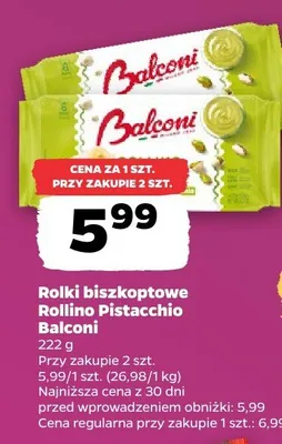 Rolki biszkoptowe Rollino Pistacchio Balconi promocja w Netto