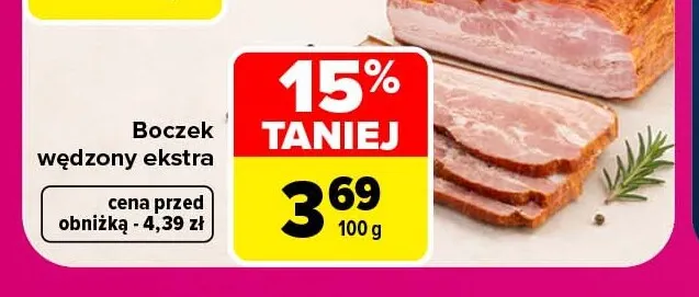 Boczek wędzony ekstra Stanisławów promocja w Carrefour