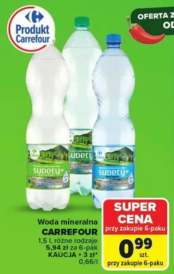 Woda mineralna Carrefour Sudety+ promocja w Carrefour Market