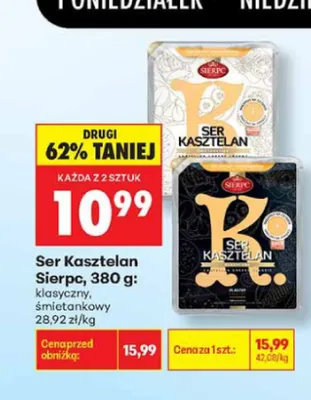 Ser Kasztelan Sierpc śmietankowy promocja w Biedronka